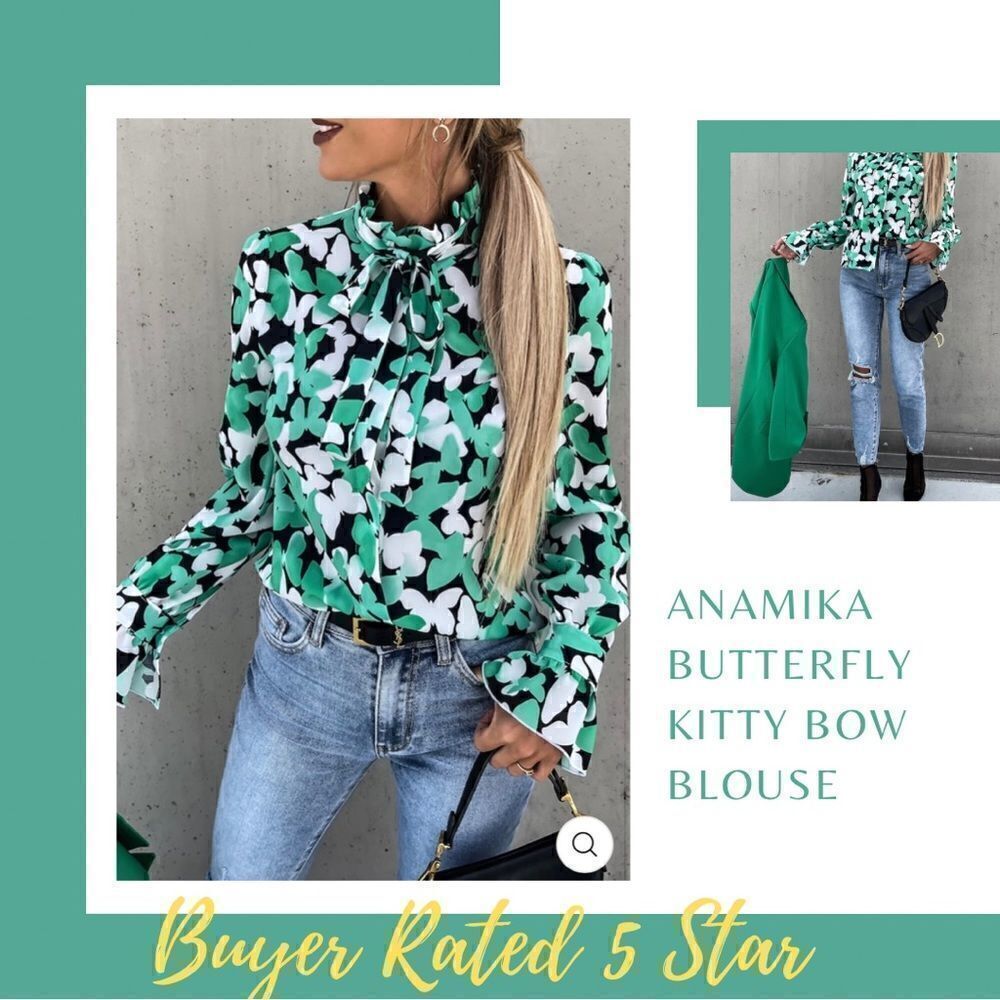 💼Buyer Rate 5⭐️ Anamika Long Sleeve High Collar Kitty Bow Romantic Ruffle
